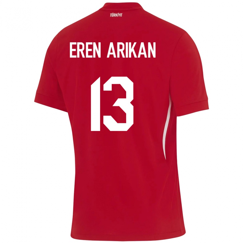 Gyermek Törökország Muhammed Eren Arıkan #13 Piros Idegenbeli Jersey 24-26 Mez Póló Ing