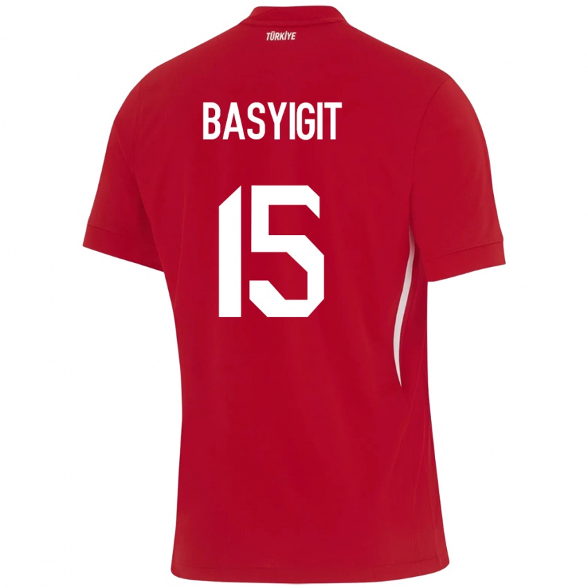 Gyermek Törökország Emirhan Başyiğit #15 Piros Idegenbeli Jersey 24-26 Mez Póló Ing