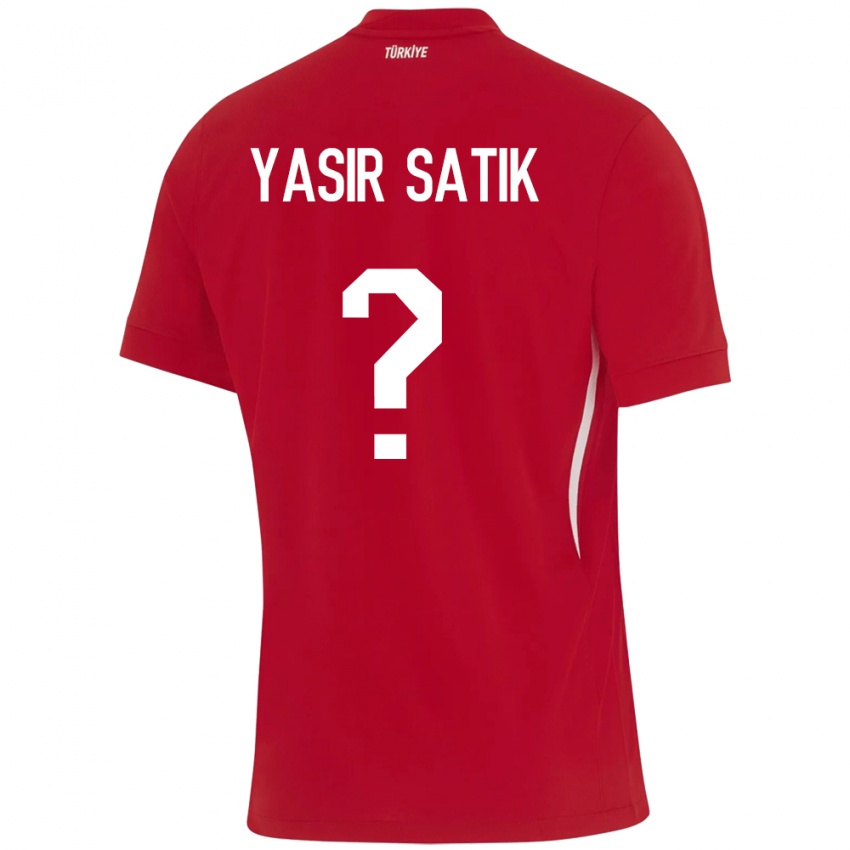 Gyermek Törökország Üveys Yasir Satık #0 Piros Idegenbeli Jersey 24-26 Mez Póló Ing