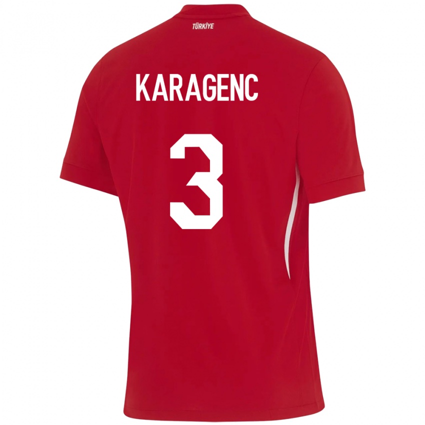 Gyermek Törökország Didem Karagenç #3 Piros Idegenbeli Jersey 24-26 Mez Póló Ing