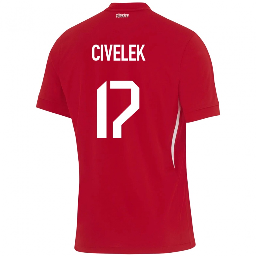 Gyermek Törökország İlayda Civelek #17 Piros Idegenbeli Jersey 24-26 Mez Póló Ing