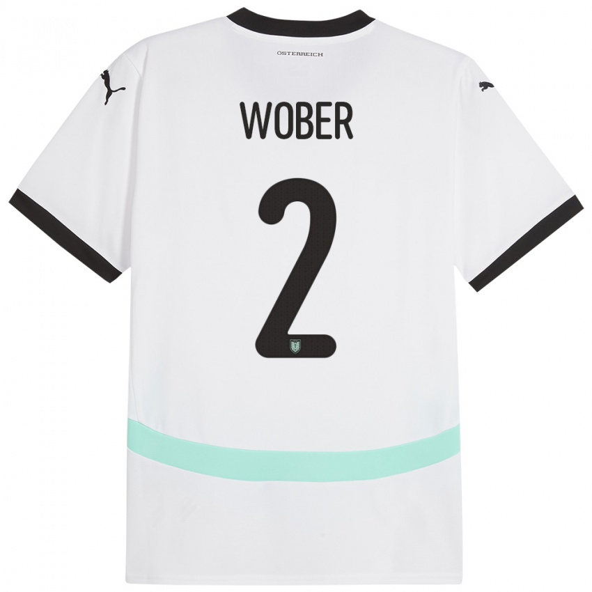 Gyermek Ausztria Maximilian Wöber #2 Fehér Idegenbeli Jersey 24-26 Mez Póló Ing