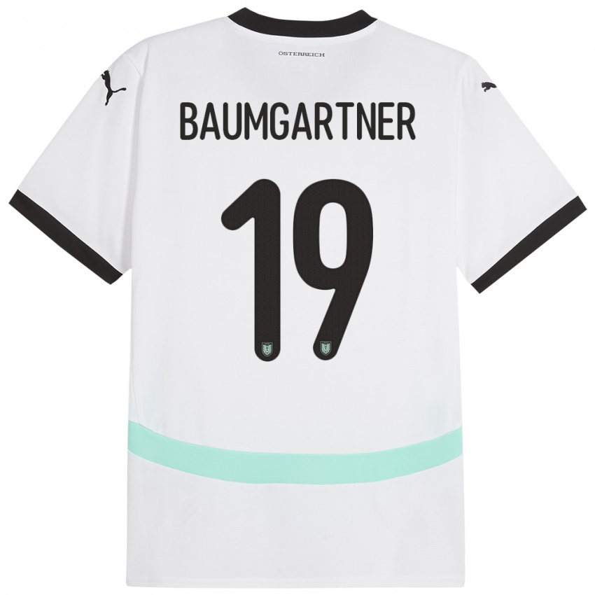 Gyermek Ausztria Christoph Baumgartner #19 Fehér Idegenbeli Jersey 24-26 Mez Póló Ing