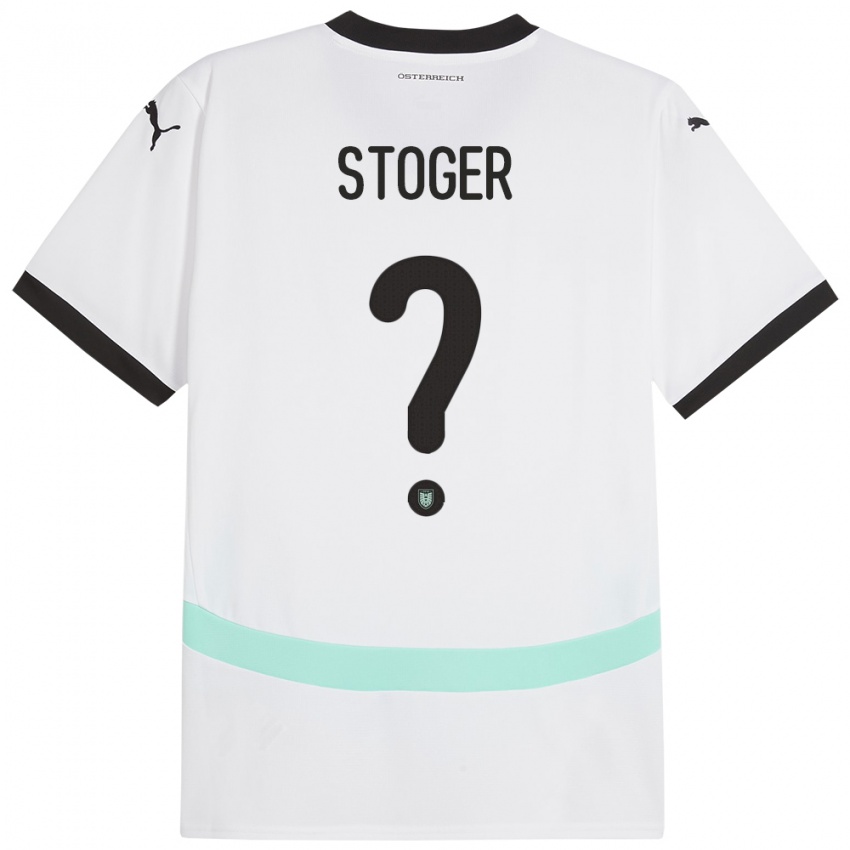 Gyermek Ausztria Marcel Stöger #0 Fehér Idegenbeli Jersey 24-26 Mez Póló Ing