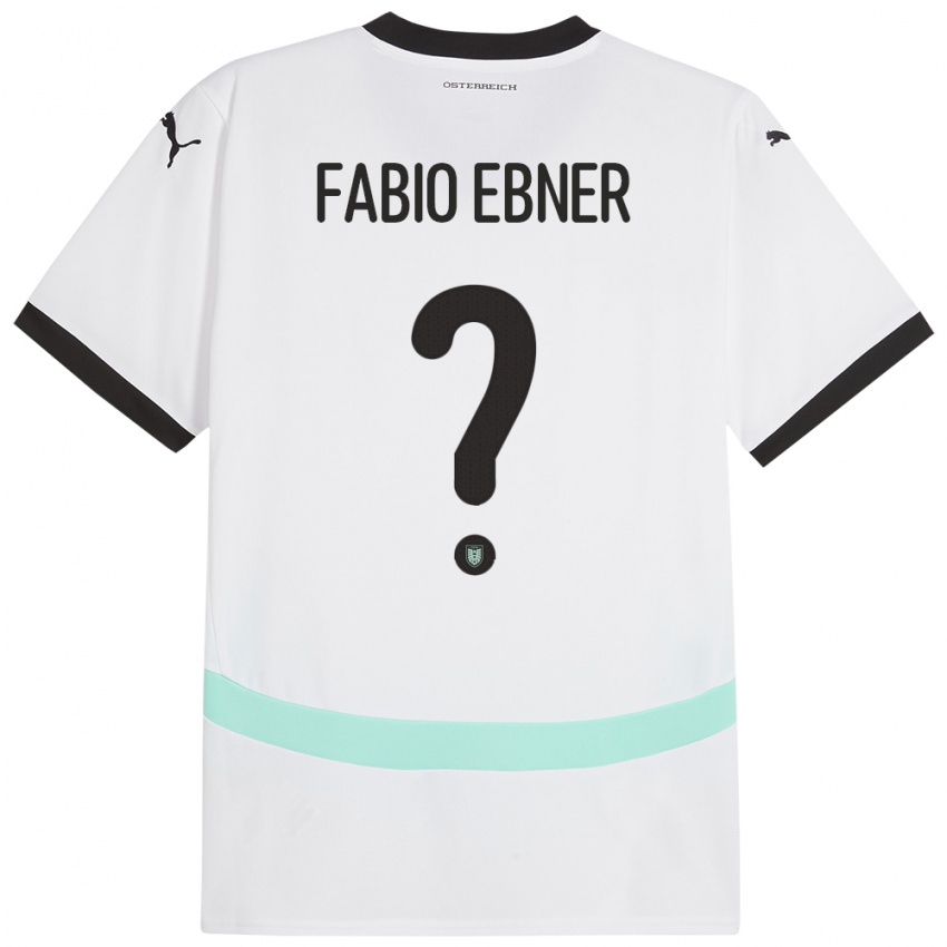 Gyermek Ausztria Fabio Ebner #0 Fehér Idegenbeli Jersey 24-26 Mez Póló Ing