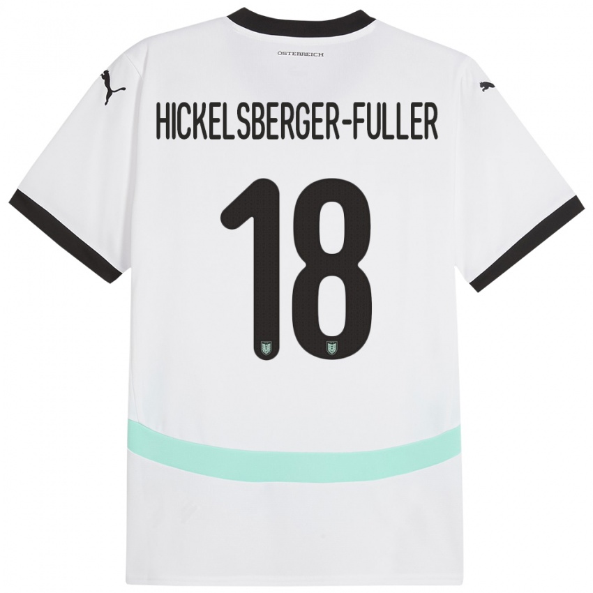 Gyermek Ausztria Julia Hickelsberger-Füller #18 Fehér Idegenbeli Jersey 24-26 Mez Póló Ing