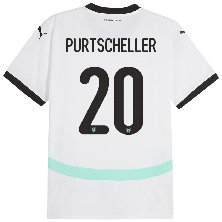 Gyermek Ausztria Lilli Purtscheller #20 Fehér Idegenbeli Jersey 24-26 Mez Póló Ing