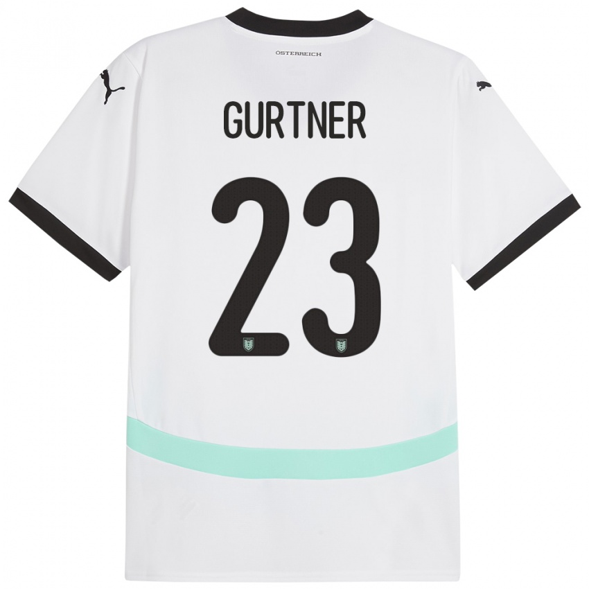 Gyermek Ausztria Andrea Gurtner #23 Fehér Idegenbeli Jersey 24-26 Mez Póló Ing