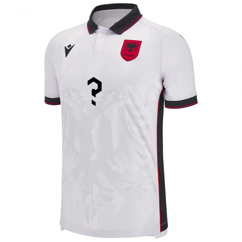 Gyermek Albania Argel Avdiu #0 Fehér Idegenbeli Jersey 24-26 Mez Póló Ing