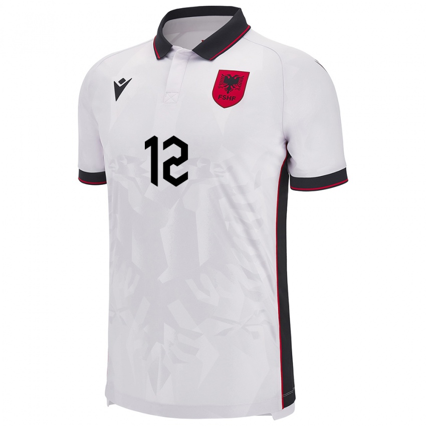 Gyermek Albania Klidman Lilo #12 Fehér Idegenbeli Jersey 24-26 Mez Póló Ing