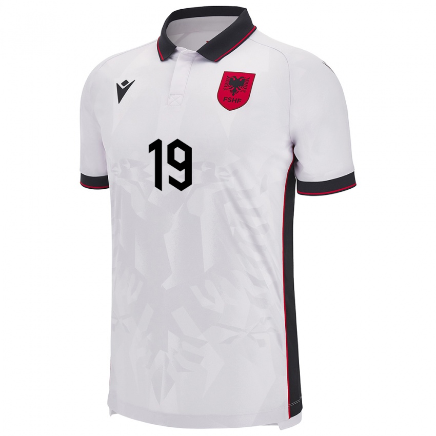 Gyermek Albania Ermir Rashica #19 Fehér Idegenbeli Jersey 24-26 Mez Póló Ing