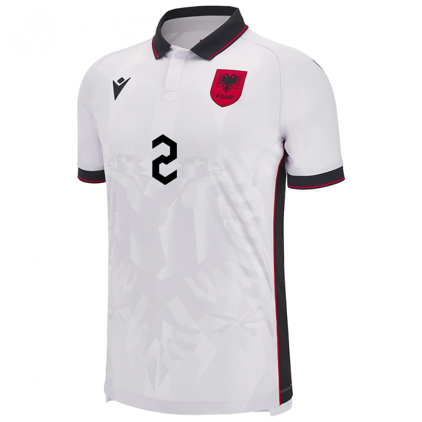 Gyermek Albania Armera Tukaj #2 Fehér Idegenbeli Jersey 24-26 Mez Póló Ing