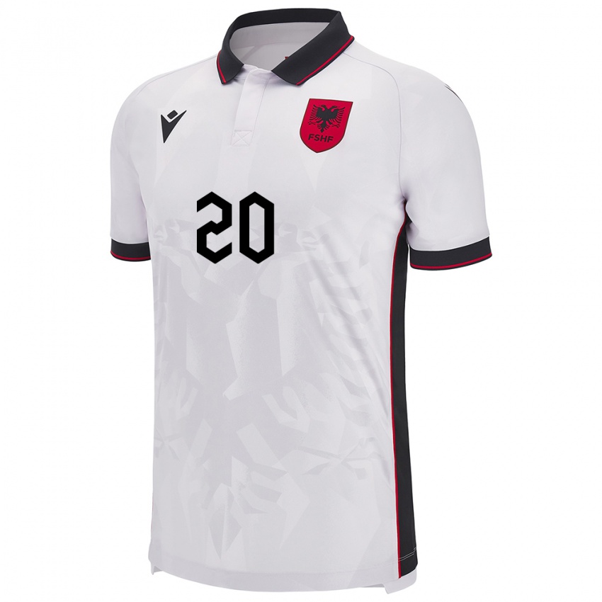 Gyermek Albania Rinaldo Nela #20 Fehér Idegenbeli Jersey 24-26 Mez Póló Ing