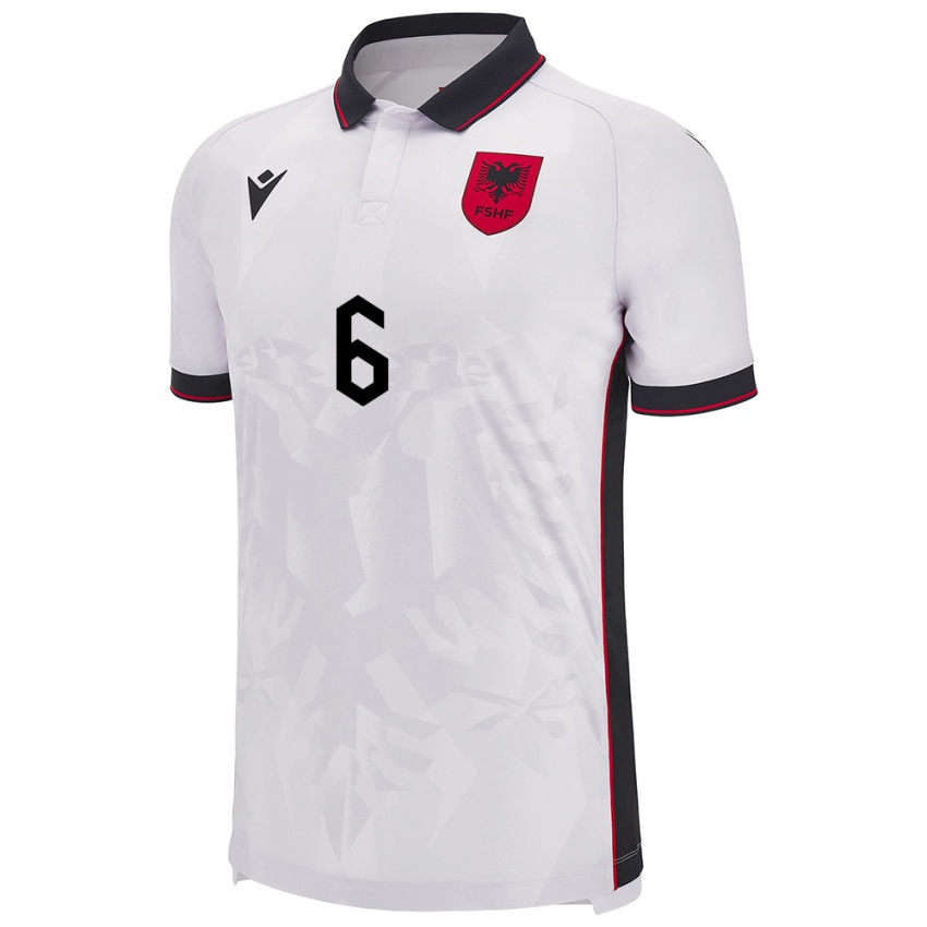 Gyermek Albania Feta Fetai #6 Fehér Idegenbeli Jersey 24-26 Mez Póló Ing