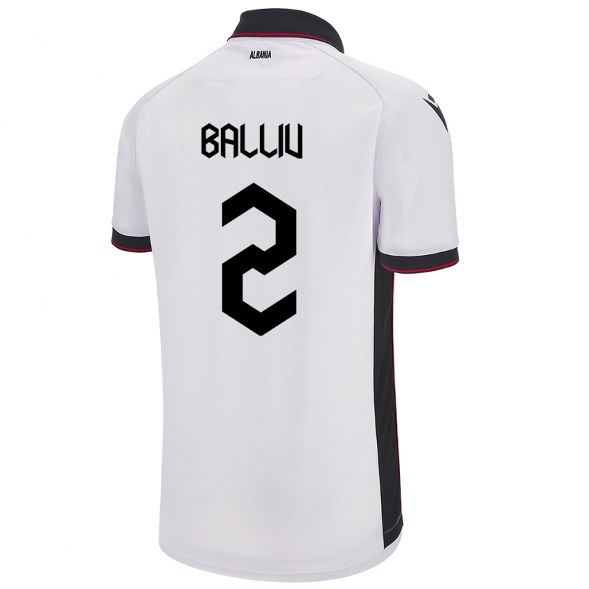 Gyermek Albania Iván Balliu #2 Fehér Idegenbeli Jersey 24-26 Mez Póló Ing