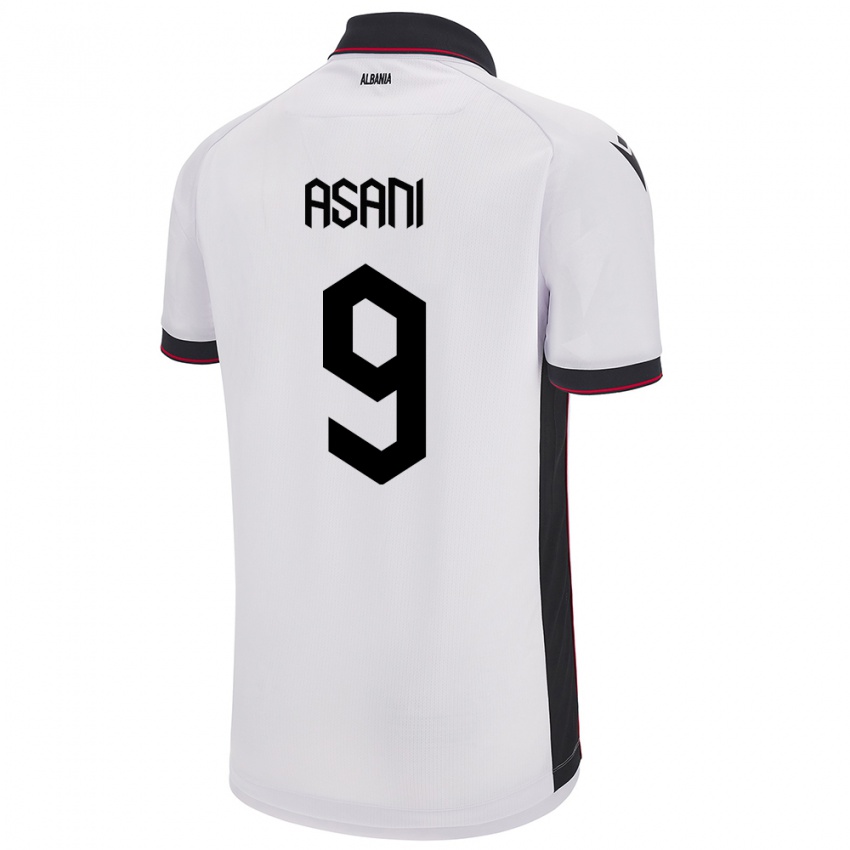 Gyermek Albania Jasir Asani #9 Fehér Idegenbeli Jersey 24-26 Mez Póló Ing