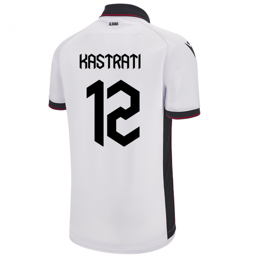 Gyermek Albania Elhan Kastrati #12 Fehér Idegenbeli Jersey 24-26 Mez Póló Ing