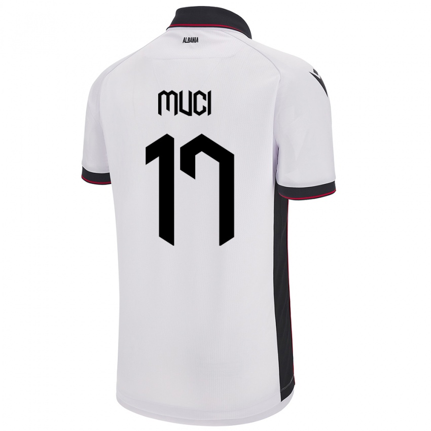 Gyermek Albania Ernest Muci #17 Fehér Idegenbeli Jersey 24-26 Mez Póló Ing