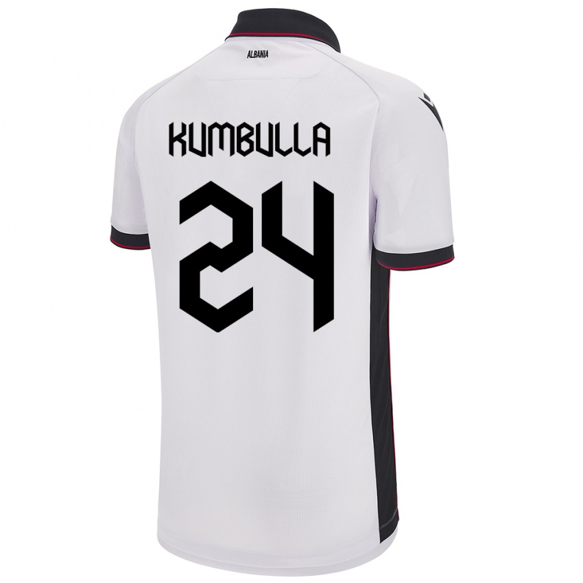 Gyermek Albania Marash Kumbulla #24 Fehér Idegenbeli Jersey 24-26 Mez Póló Ing