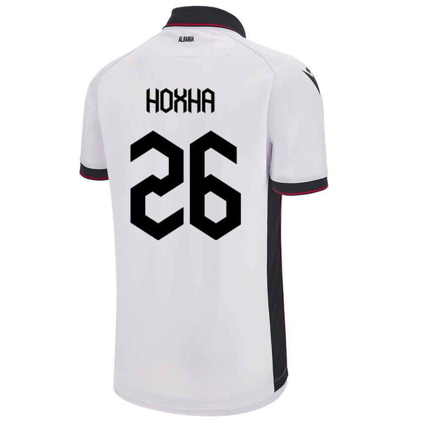 Gyermek Albania Arbër Hoxha #26 Fehér Idegenbeli Jersey 24-26 Mez Póló Ing