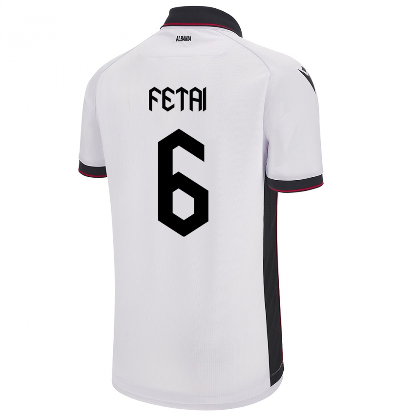 Gyermek Albania Feta Fetai #6 Fehér Idegenbeli Jersey 24-26 Mez Póló Ing