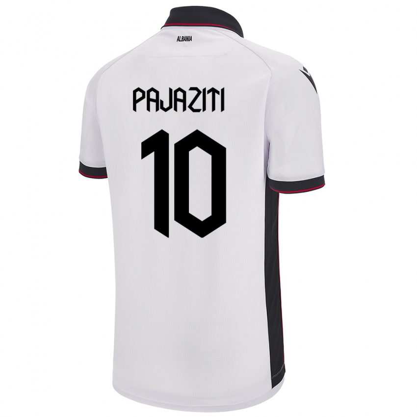 Gyermek Albania Adrion Pajaziti #10 Fehér Idegenbeli Jersey 24-26 Mez Póló Ing