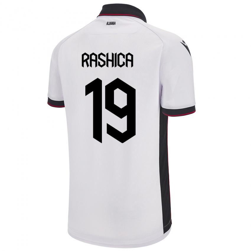 Gyermek Albania Ermir Rashica #19 Fehér Idegenbeli Jersey 24-26 Mez Póló Ing