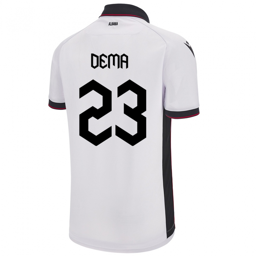 Gyermek Albania Endri Dema #23 Fehér Idegenbeli Jersey 24-26 Mez Póló Ing