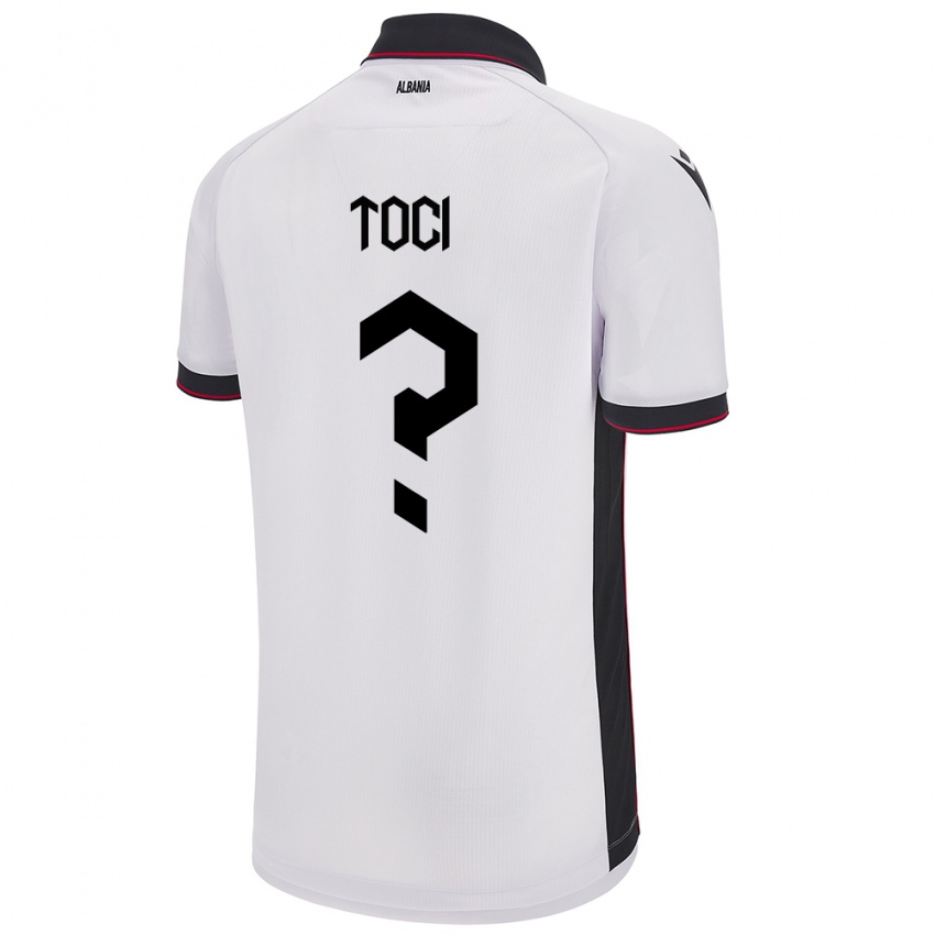 Gyermek Albania Eljon Toci #0 Fehér Idegenbeli Jersey 24-26 Mez Póló Ing