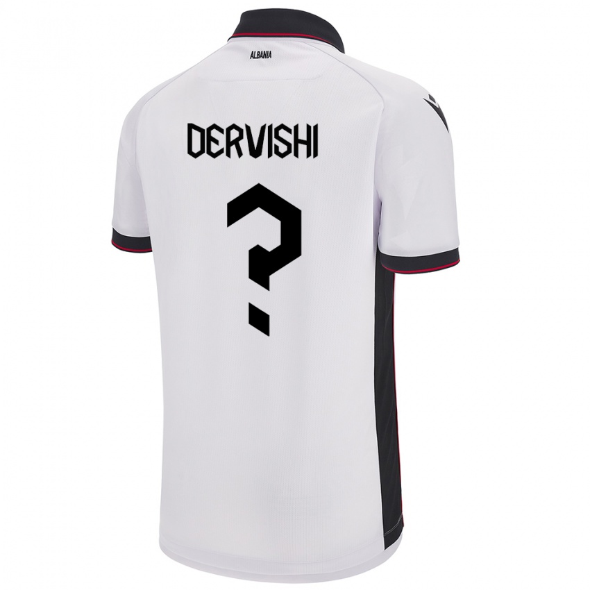 Gyermek Albania Amarildo Dervishi #0 Fehér Idegenbeli Jersey 24-26 Mez Póló Ing