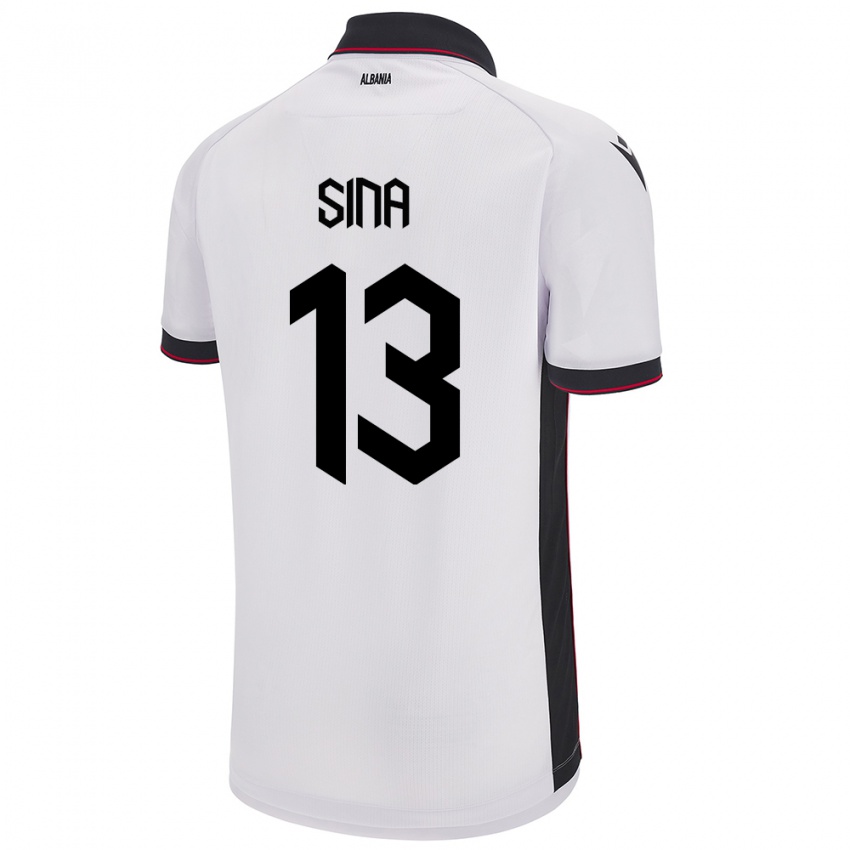 Gyermek Albania Samuele Sina #13 Fehér Idegenbeli Jersey 24-26 Mez Póló Ing