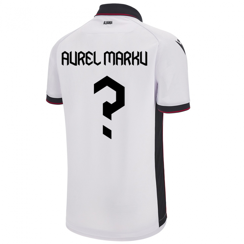 Gyermek Albania Aurel Marku #0 Fehér Idegenbeli Jersey 24-26 Mez Póló Ing