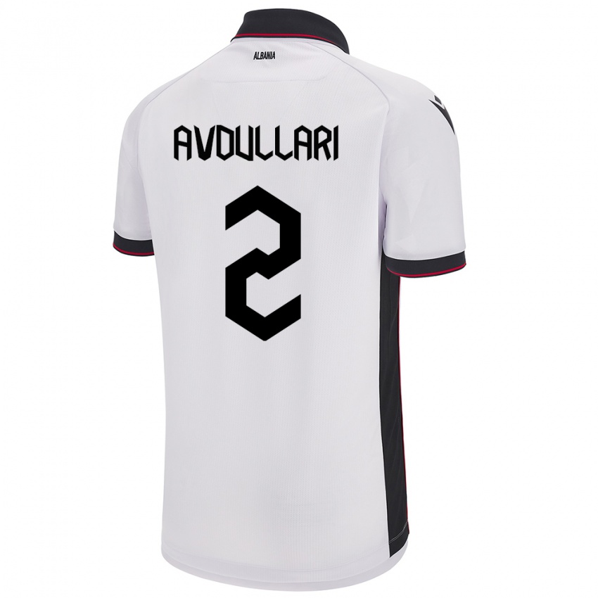 Gyermek Albania Davide Avdullari #2 Fehér Idegenbeli Jersey 24-26 Mez Póló Ing