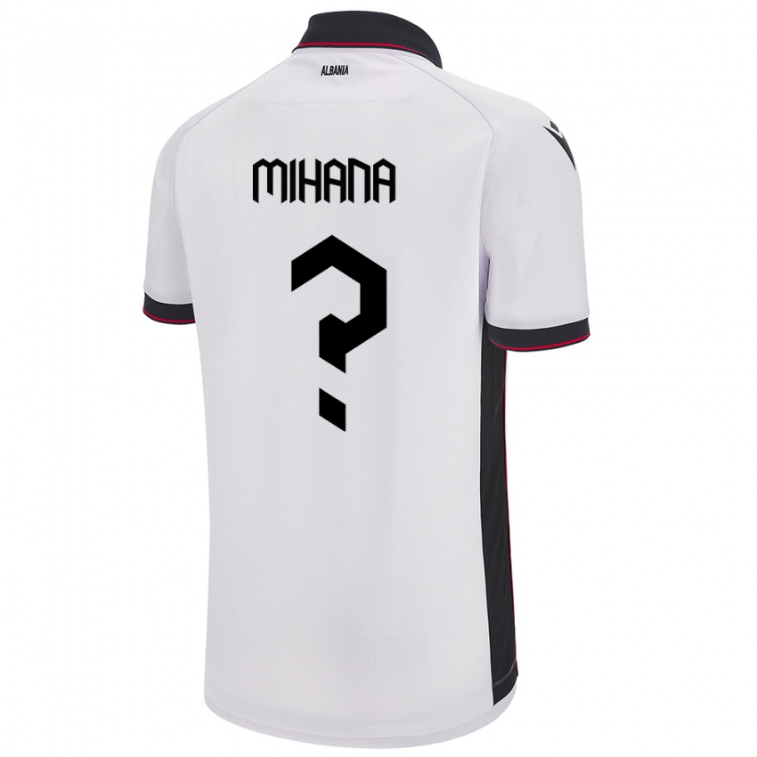 Gyermek Albania Emiljano Mihana #0 Fehér Idegenbeli Jersey 24-26 Mez Póló Ing