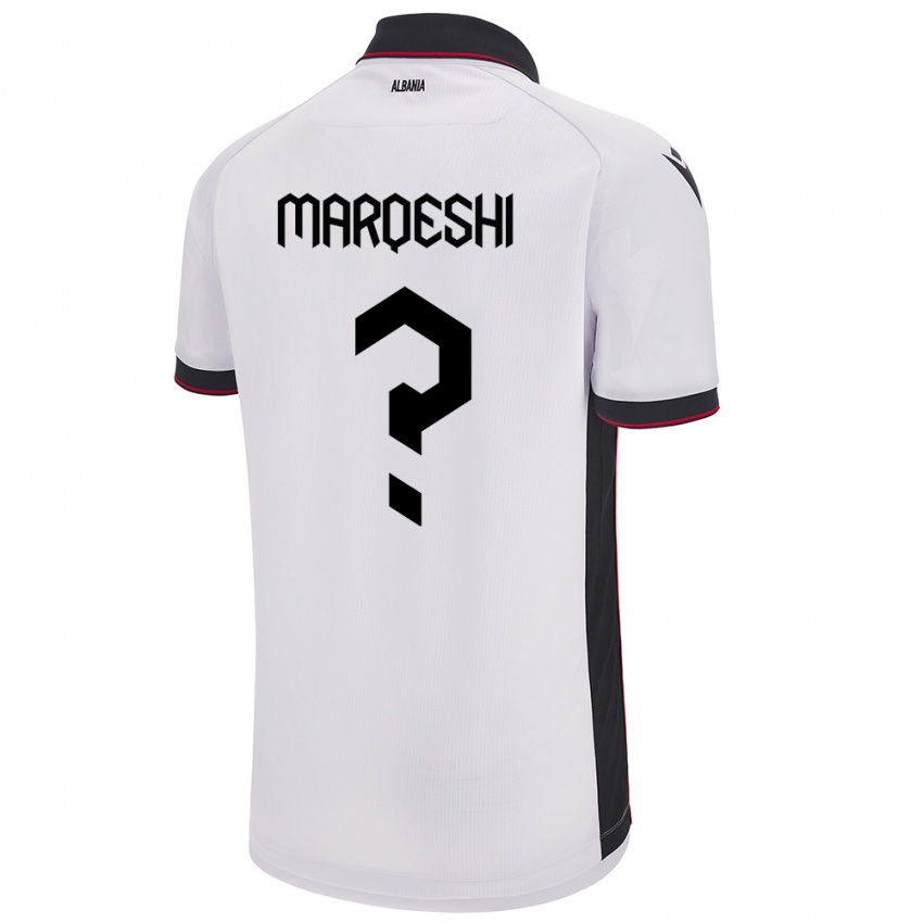 Gyermek Albania Ernesto Marqeshi #0 Fehér Idegenbeli Jersey 24-26 Mez Póló Ing