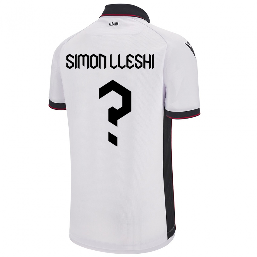 Gyermek Albania Simon Lleshi #0 Fehér Idegenbeli Jersey 24-26 Mez Póló Ing