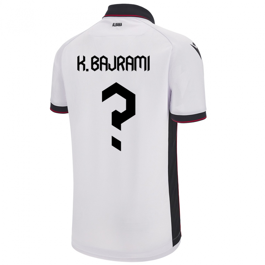 Gyermek Albania Klevi Bajrami #0 Fehér Idegenbeli Jersey 24-26 Mez Póló Ing