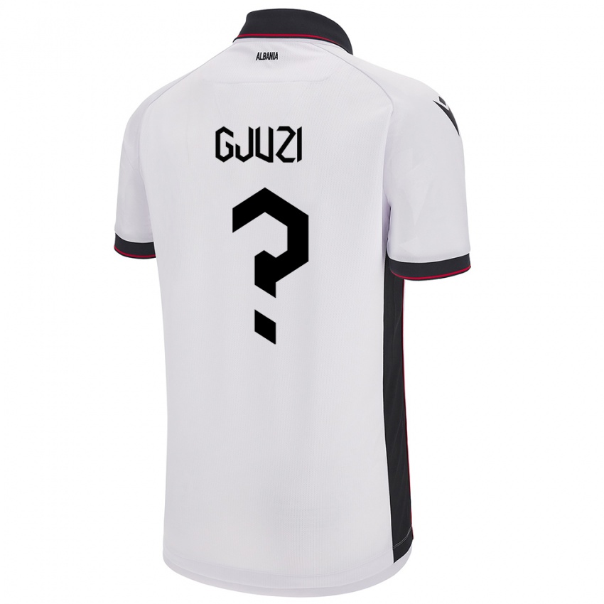 Gyermek Albania Etrit Gjuzi #0 Fehér Idegenbeli Jersey 24-26 Mez Póló Ing