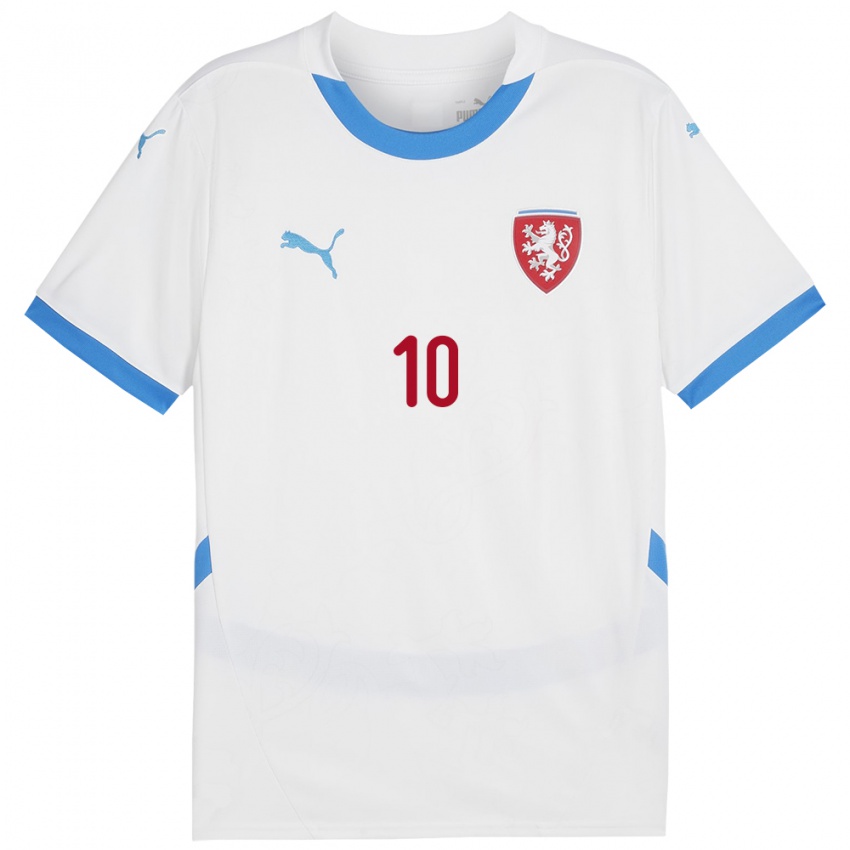 Gyermek Csehország Patrik Schick #10 Fehér Idegenbeli Jersey 24-26 Mez Póló Ing