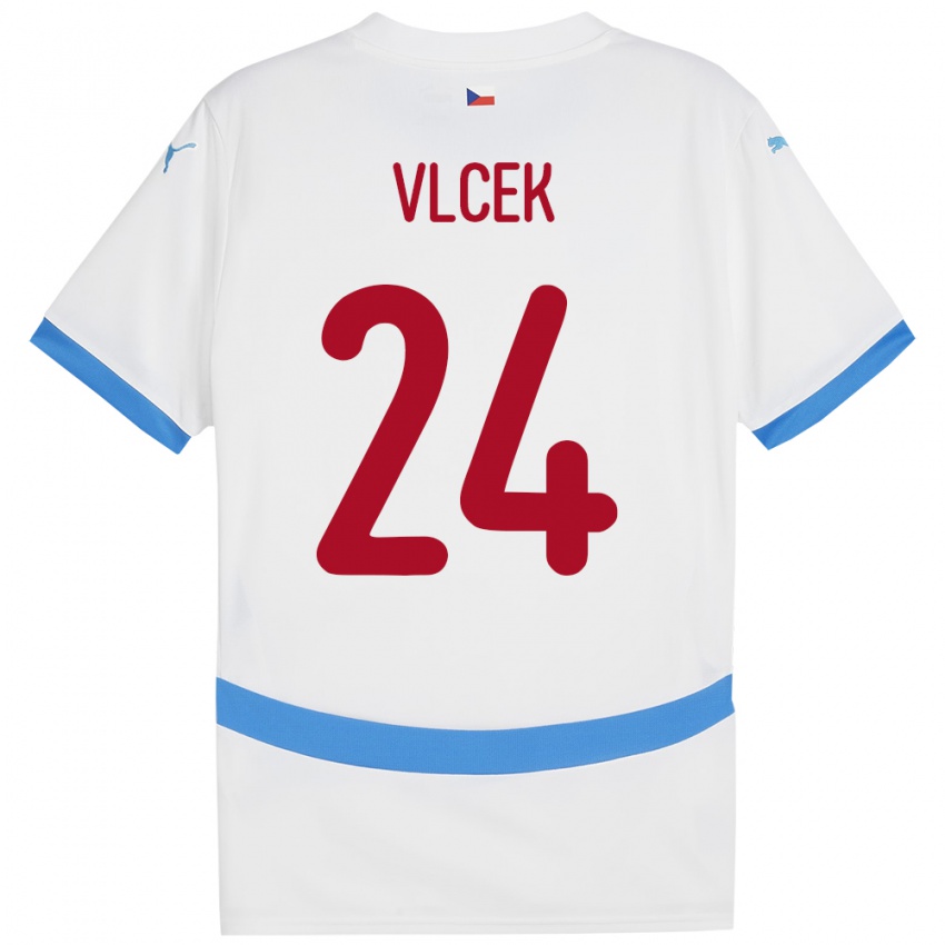 Gyermek Csehország Tomas Vlcek #24 Fehér Idegenbeli Jersey 24-26 Mez Póló Ing