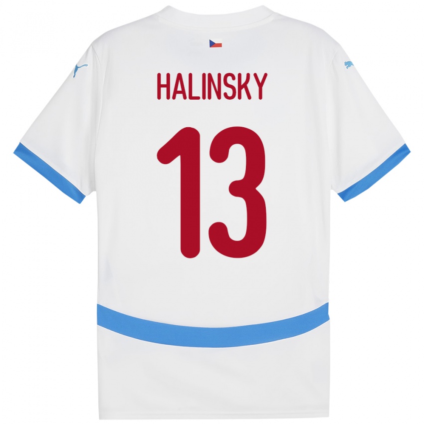 Gyermek Csehország Denis Halinsky #13 Fehér Idegenbeli Jersey 24-26 Mez Póló Ing