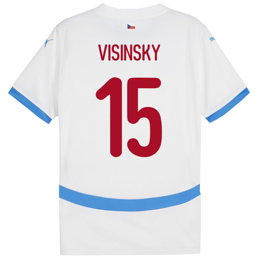 Gyermek Csehország Denis Visinsky #15 Fehér Idegenbeli Jersey 24-26 Mez Póló Ing