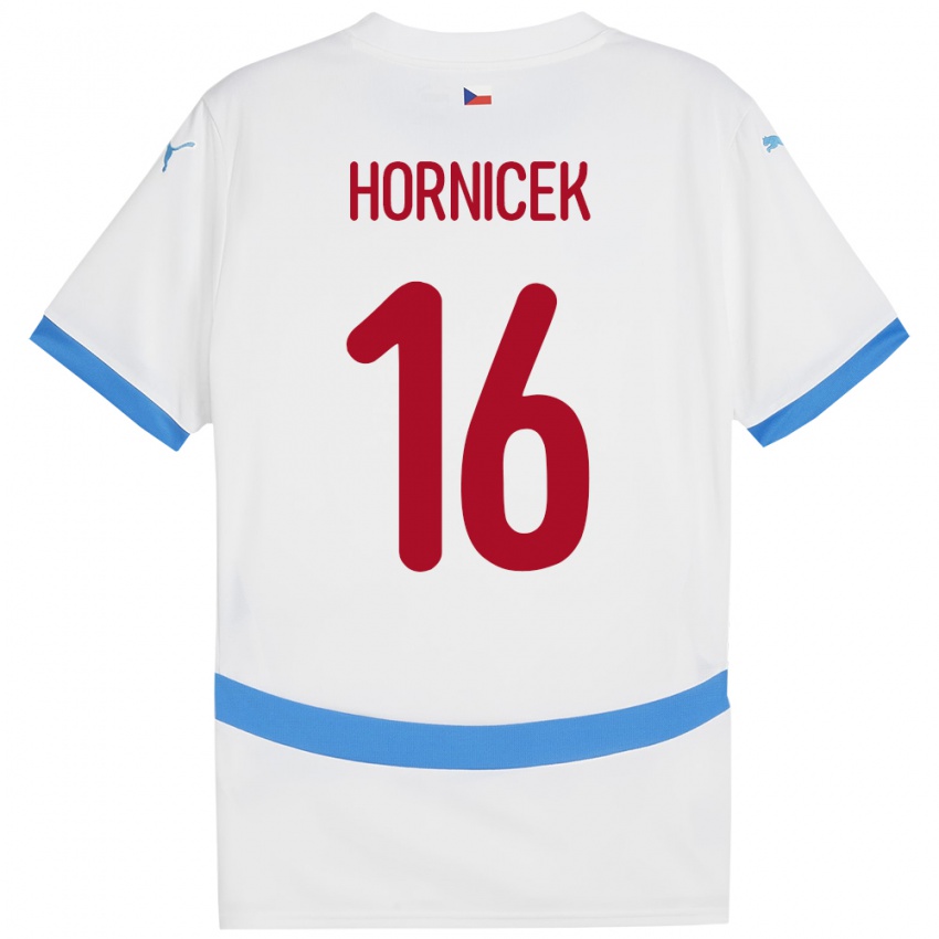 Gyermek Csehország Lukas Hornicek #16 Fehér Idegenbeli Jersey 24-26 Mez Póló Ing