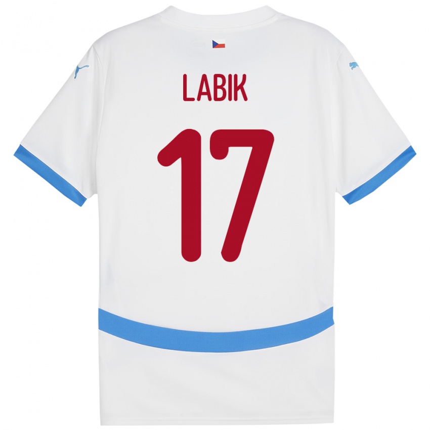 Gyermek Csehország Albert Labik #17 Fehér Idegenbeli Jersey 24-26 Mez Póló Ing