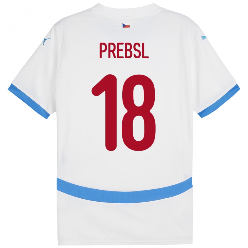 Gyermek Csehország Filip Prebsl #18 Fehér Idegenbeli Jersey 24-26 Mez Póló Ing