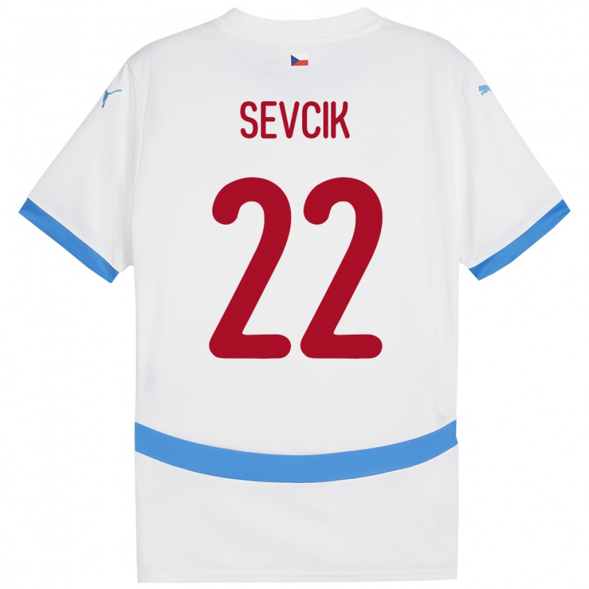 Gyermek Csehország Michal Sevcik #22 Fehér Idegenbeli Jersey 24-26 Mez Póló Ing