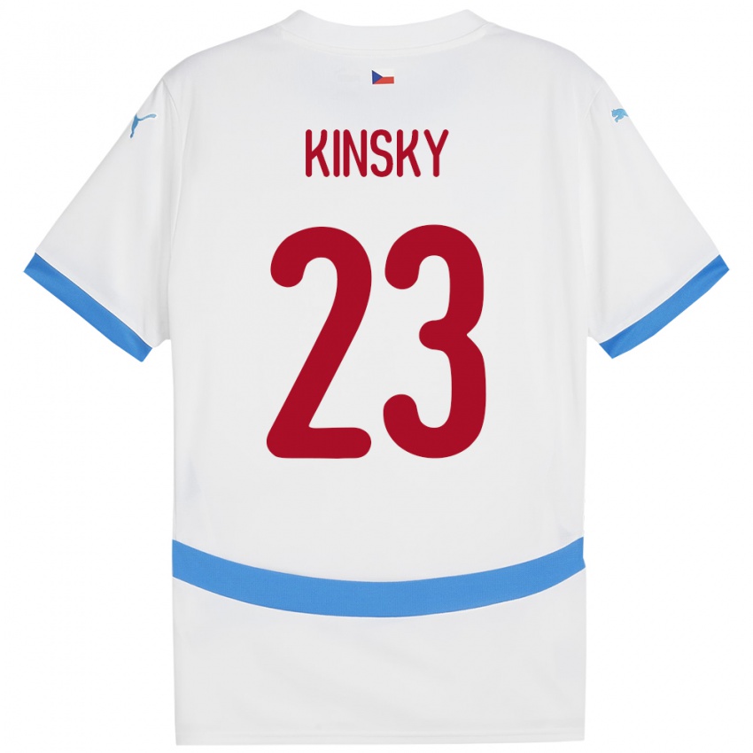 Gyermek Csehország Antonin Kinsky #23 Fehér Idegenbeli Jersey 24-26 Mez Póló Ing