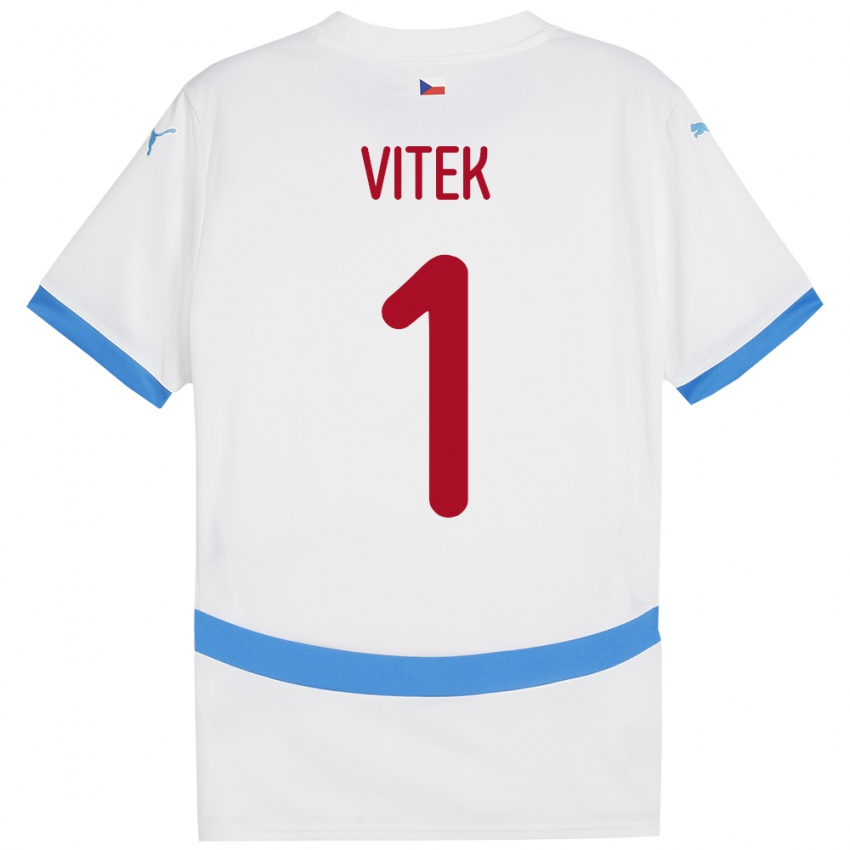 Gyermek Csehország Radek Vitek #1 Fehér Idegenbeli Jersey 24-26 Mez Póló Ing