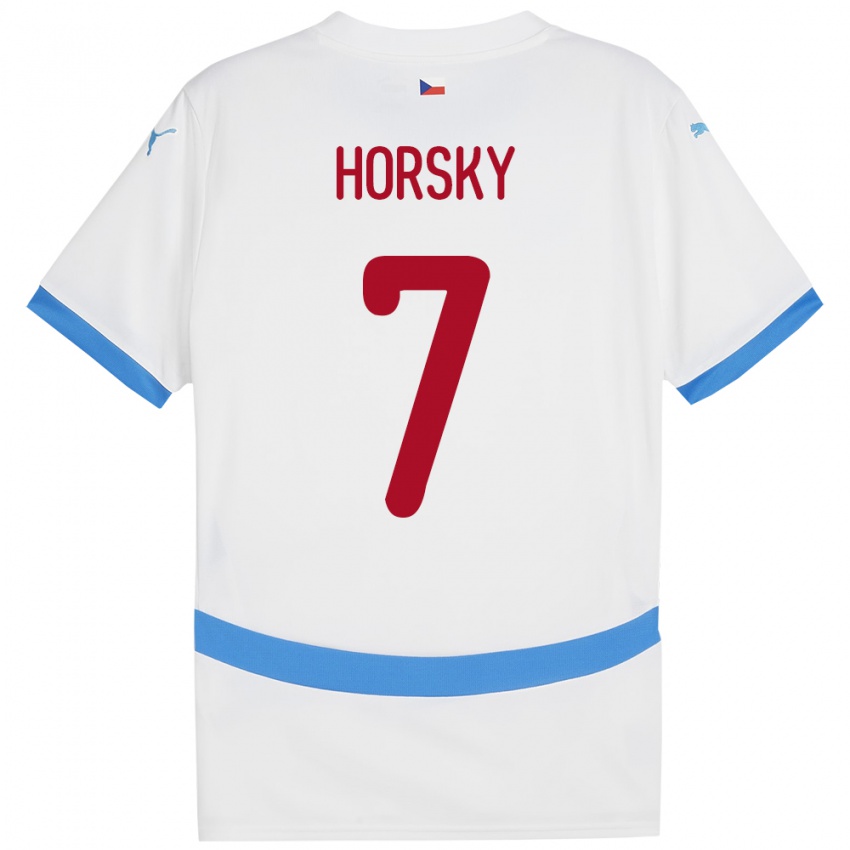 Gyermek Csehország Filip Horsky #7 Fehér Idegenbeli Jersey 24-26 Mez Póló Ing