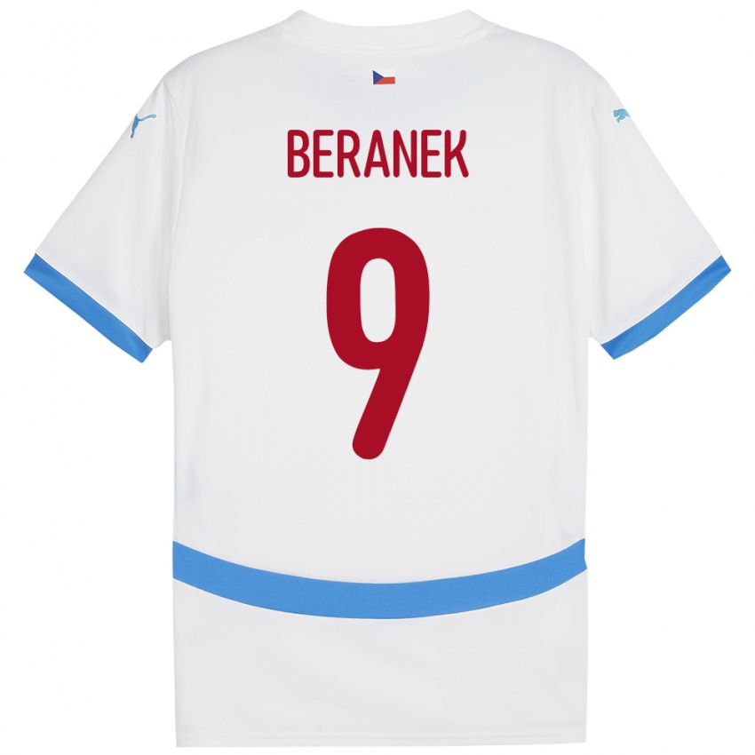 Gyermek Csehország Marek Beranek #9 Fehér Idegenbeli Jersey 24-26 Mez Póló Ing